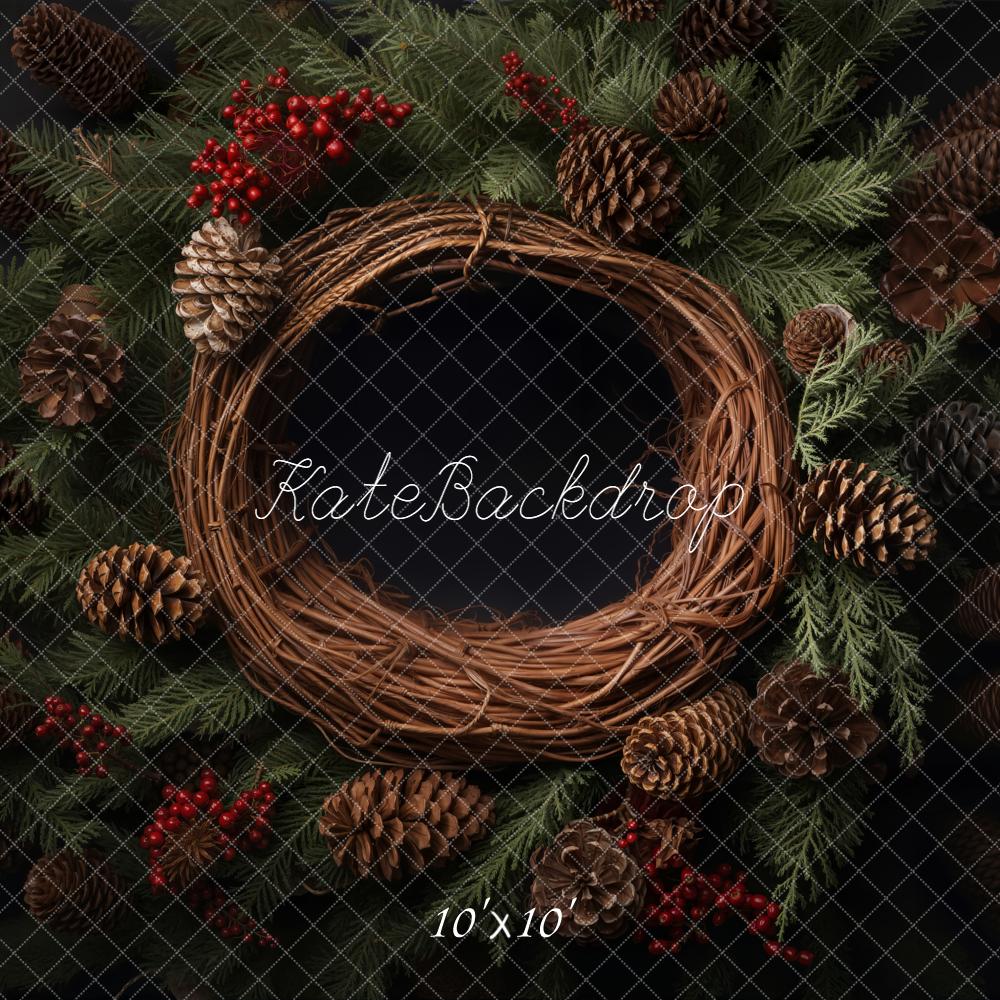 Kate Weihnachten Kranz Tannenzweige Zapfen Hintergrund Entworfen von Emetselch