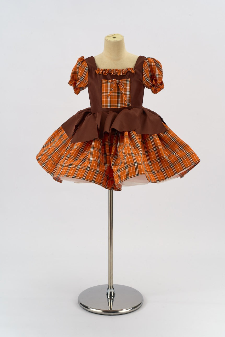 Kate Kürbis Orange Herbst Halloween Plaid Mädchen Kleid für Fotografie - Kate Backdrop.de