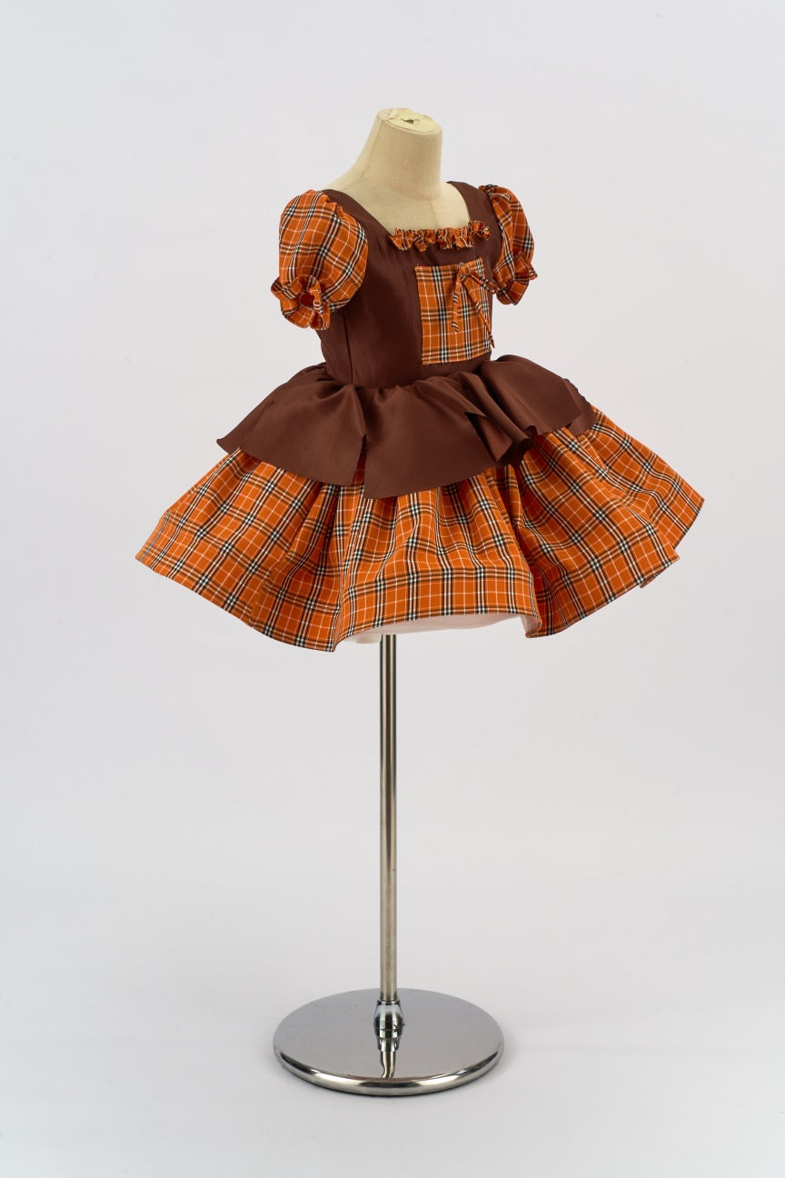 Kate Kürbis Orange Herbst Halloween Plaid Mädchen Kleid für Fotografie - Kate Backdrop.de