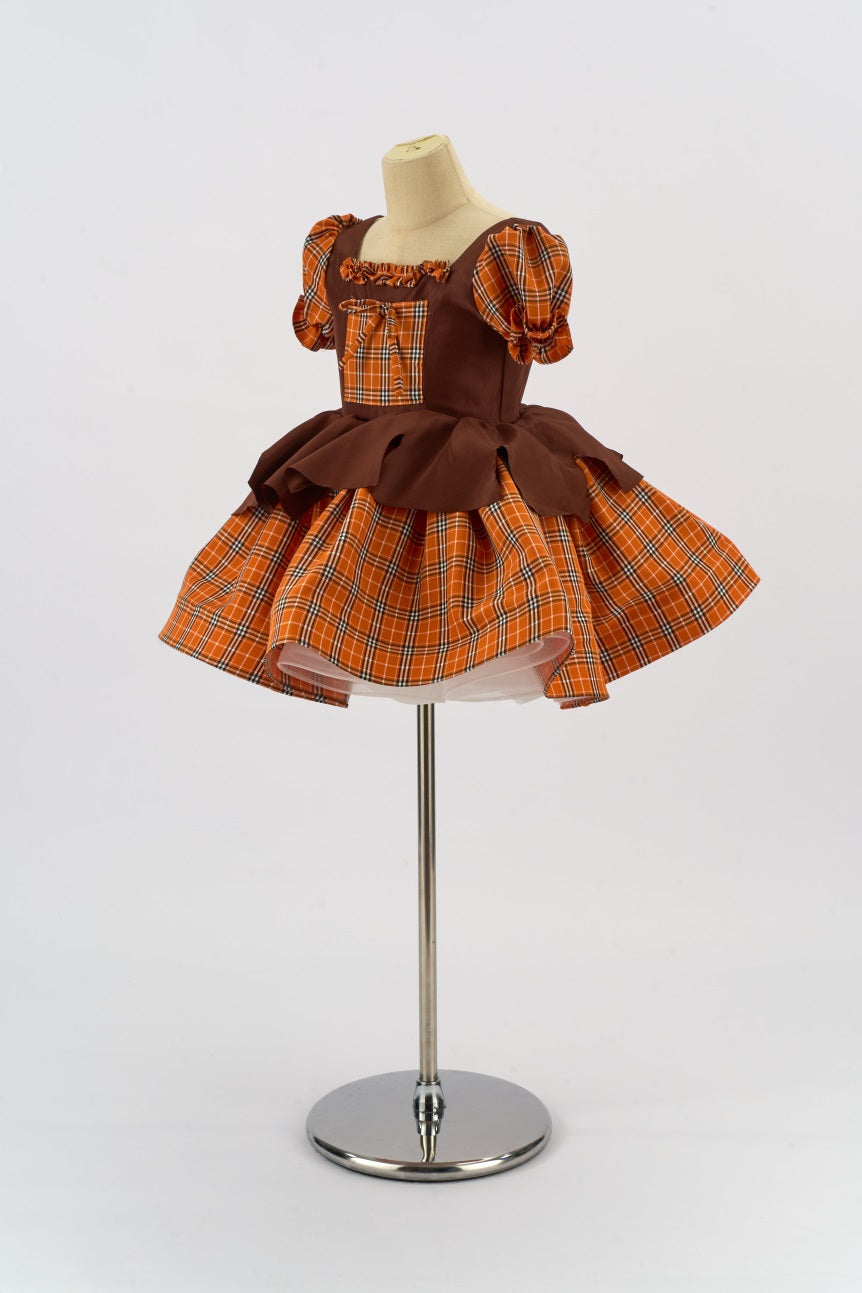 Kate Kürbis Orange Herbst Halloween Plaid Mädchen Kleid für Fotografie - Kate Backdrop.de
