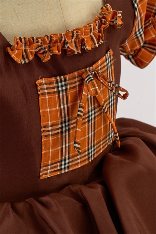Kate Kürbis Orange Herbst Halloween Plaid Mädchen Kleid für Fotografie - Kate Backdrop.de