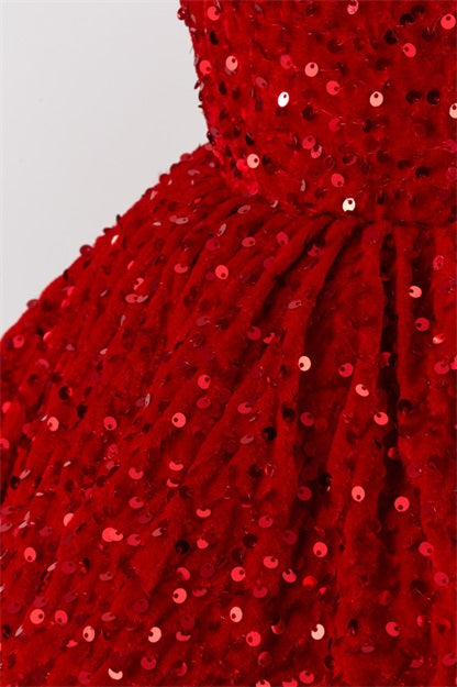 Kate Couture Samt Rot Pailletten Mädchen Kleid für Fotografie - Kate Backdrop.de