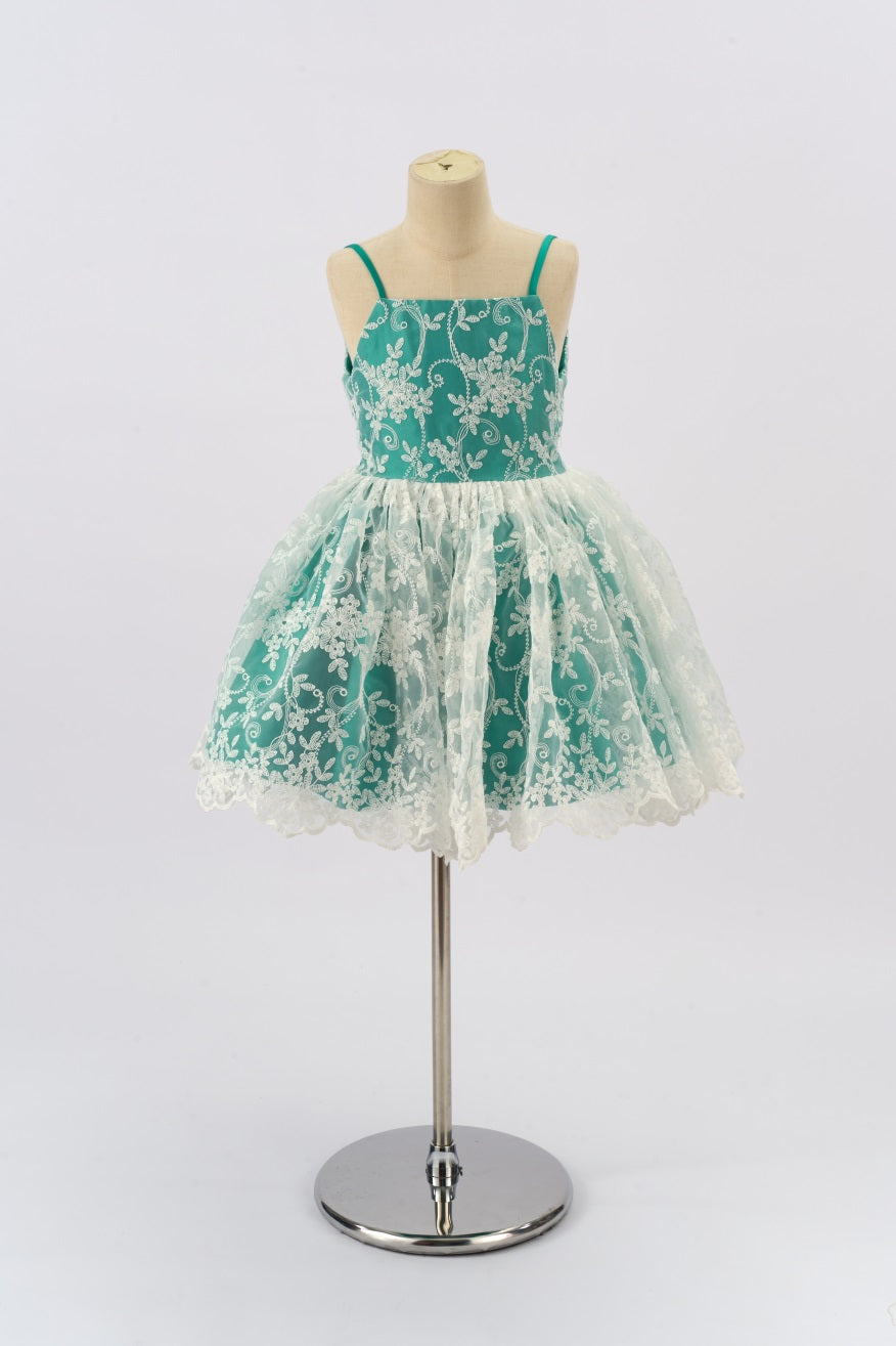 Kate Grünes Spaghettiträger besticktes Tüll Mädchen Kleid für Fotografie - Kate Backdrop.de
