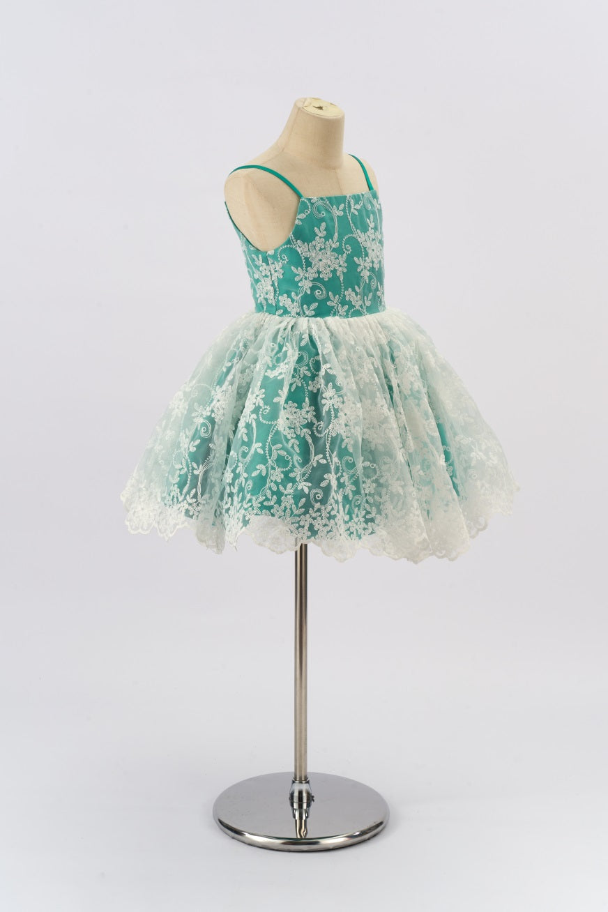 Kate Grünes Spaghettiträger besticktes Tüll Mädchen Kleid für Fotografie - Kate Backdrop.de