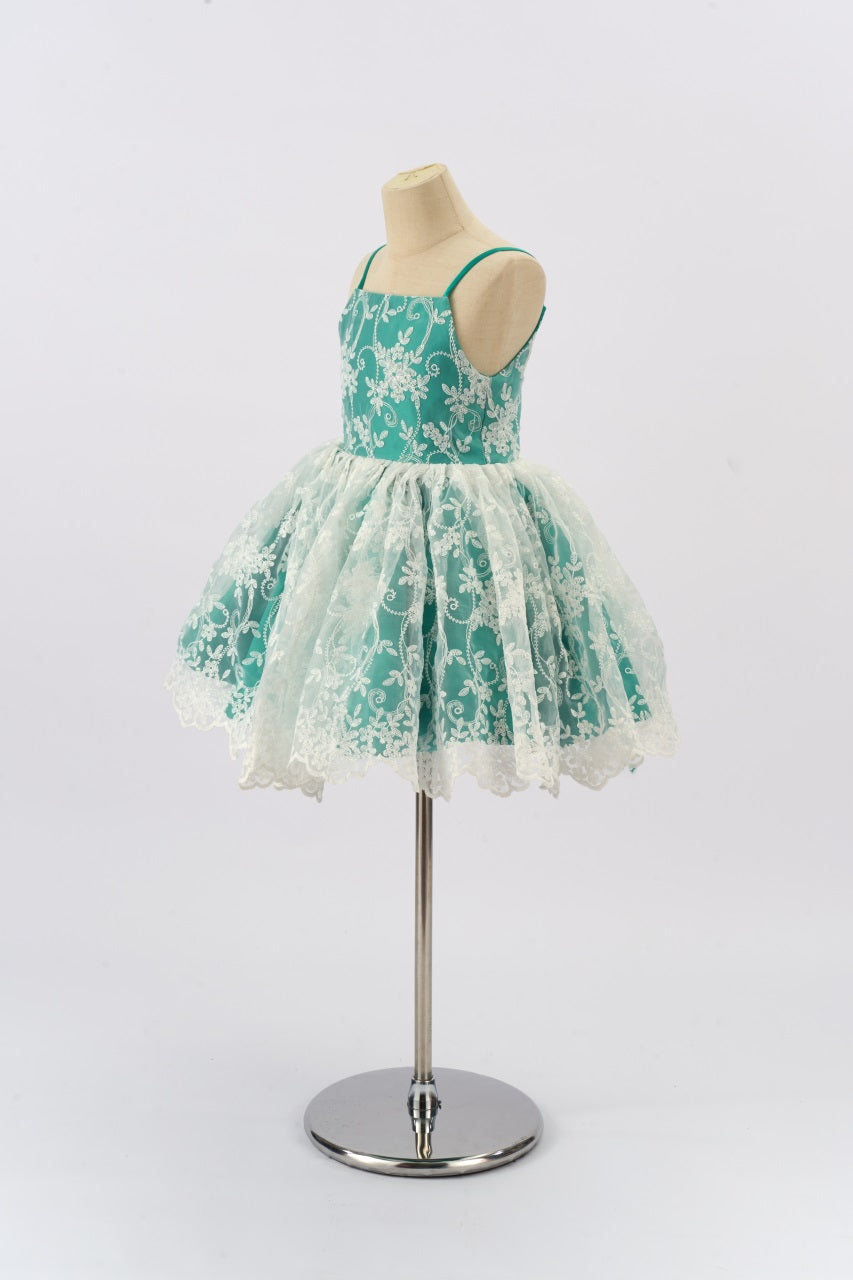Kate Grünes Spaghettiträger besticktes Tüll Mädchen Kleid für Fotografie - Kate Backdrop.de