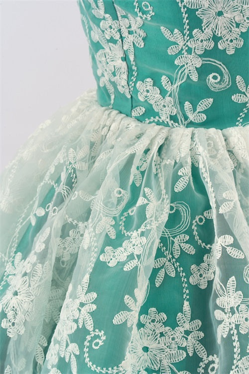 Kate Grünes Spaghettiträger besticktes Tüll Mädchen Kleid für Fotografie - Kate Backdrop.de