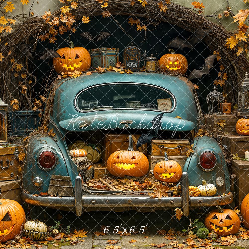 Kate Halloween Auto Kürbisse Vintage Hintergrund Entworfen von Emetselch - Kate Backdrop.de