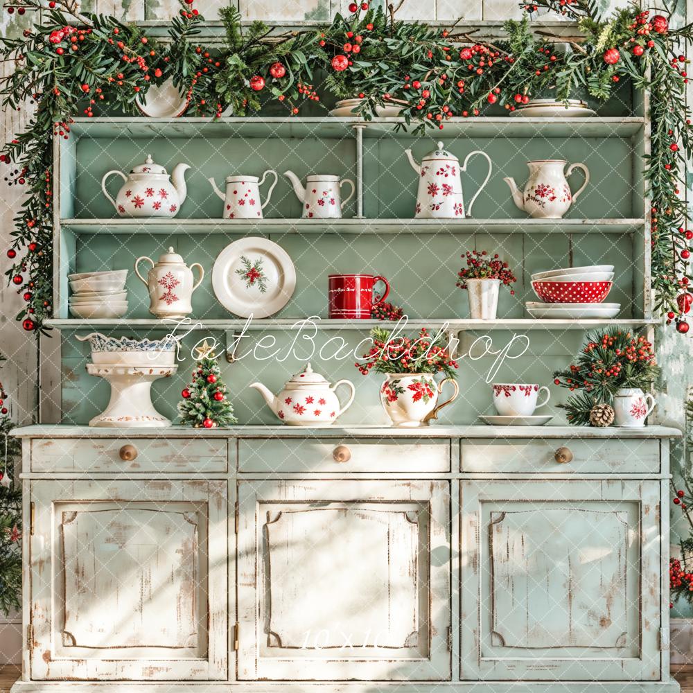 Kate Weihnachten Küchenschrank Tannenzweige Vintage Hintergrund Entworfen von Emetselch