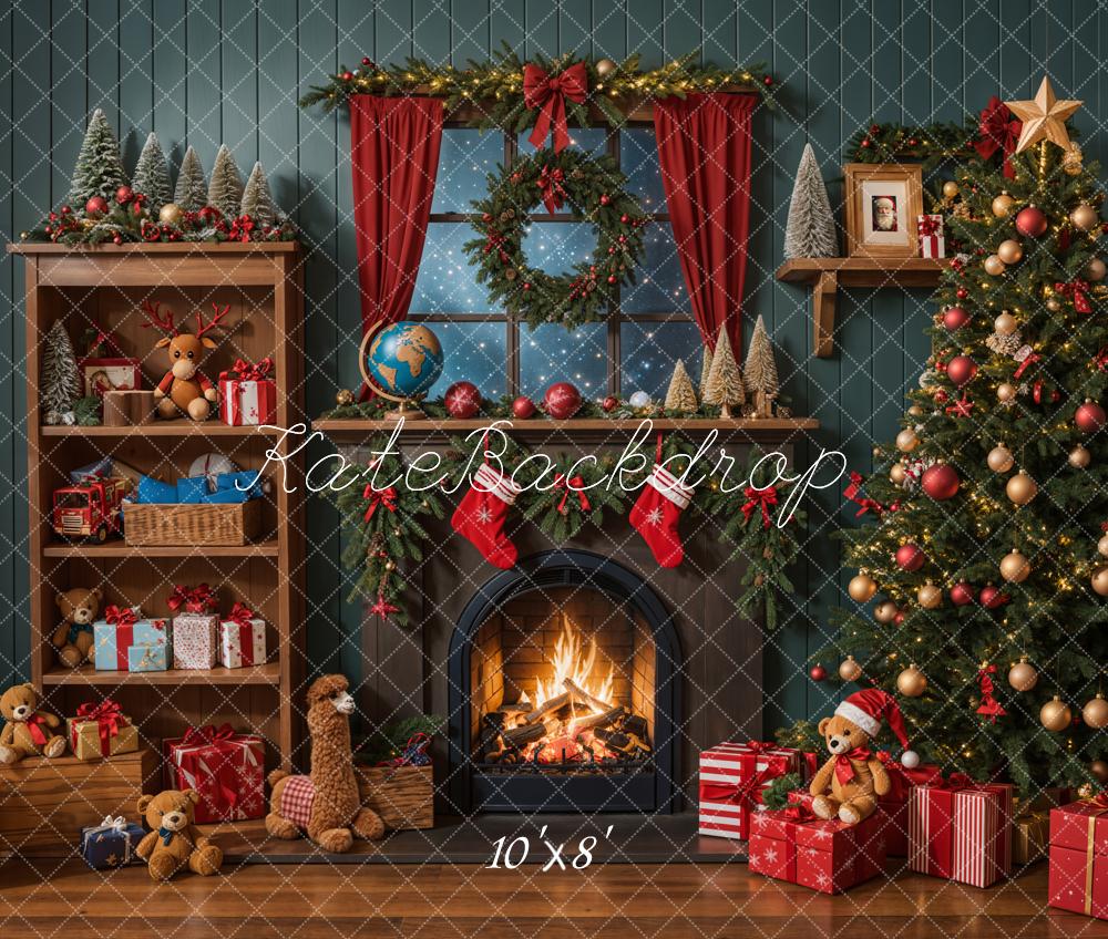 Kate Weihnachten Kamin Geschenke Spielzeug Fleece Hintergrund Entworfen von Emetselch