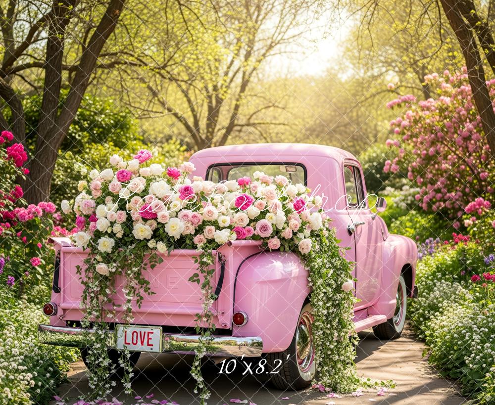 Kate Frühling Rosa Oldtimer Blumen Garten Hintergrund Entworfen von Patty Roberts