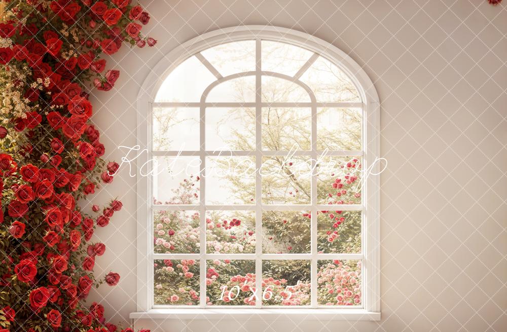 Kate Romantisch Rosenbogen Fenster Beige Hintergrund Entworfen von Emetselch - Kate Backdrop.de