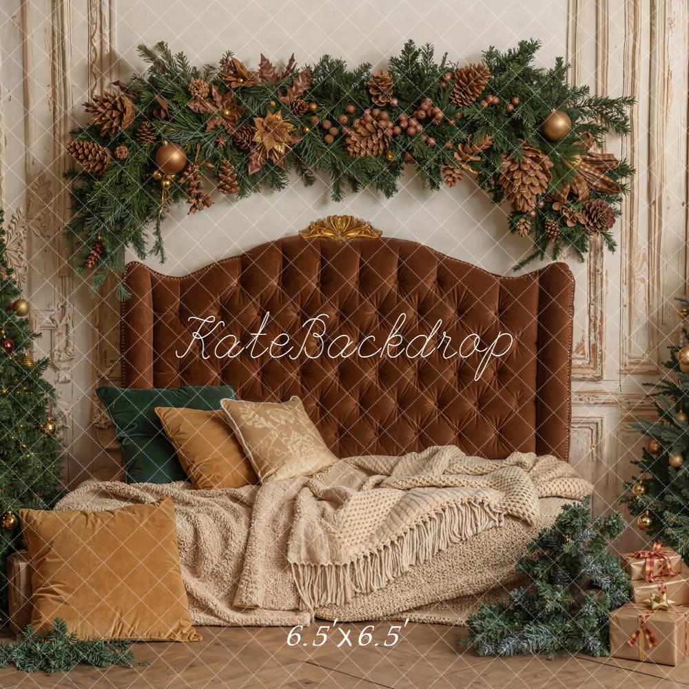 Kate Weihnachten Tannenbaum Kranz Braun Hintergrund Entworfen von Emetselch - Kate Backdrop.de