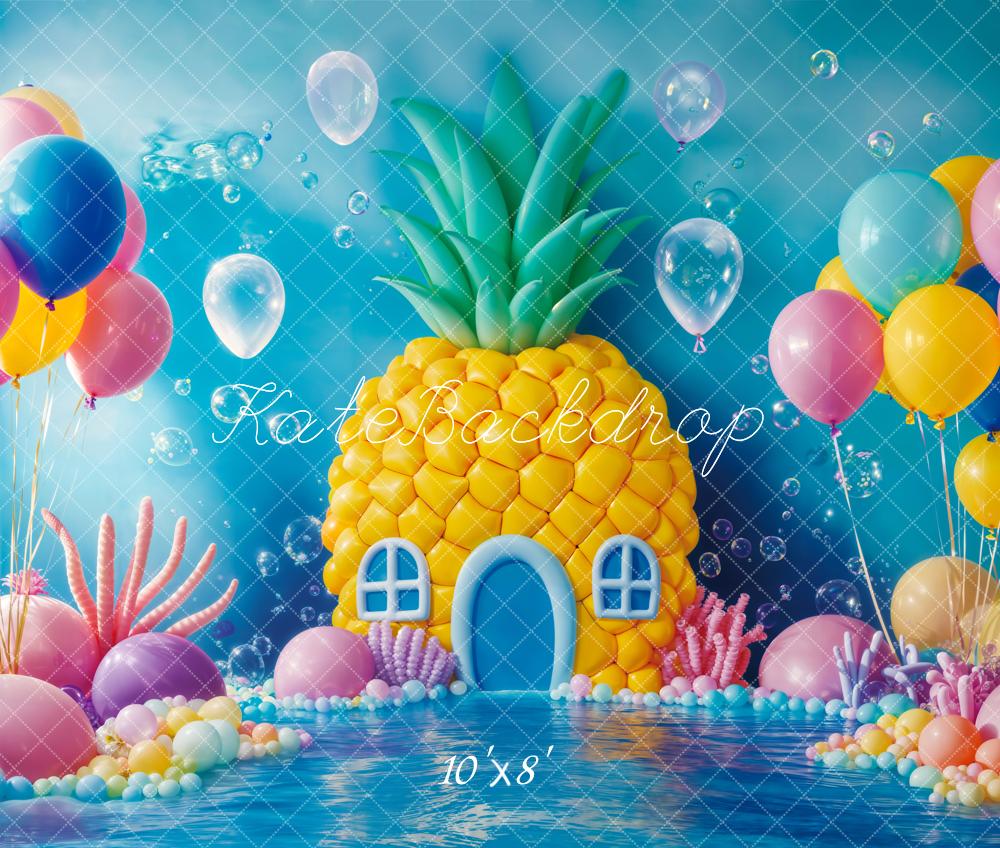 Kate Unterwasser Ananas Ballonhaus Bunt Fleece Hintergrund Entworfen von Emetselch - Kate Backdrop.de