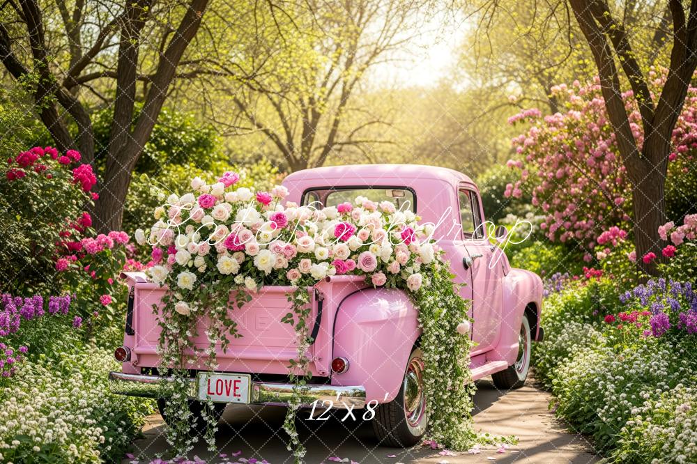 Kate Frühling Rosa Oldtimer Blumen Garten Hintergrund Entworfen von Patty Roberts
