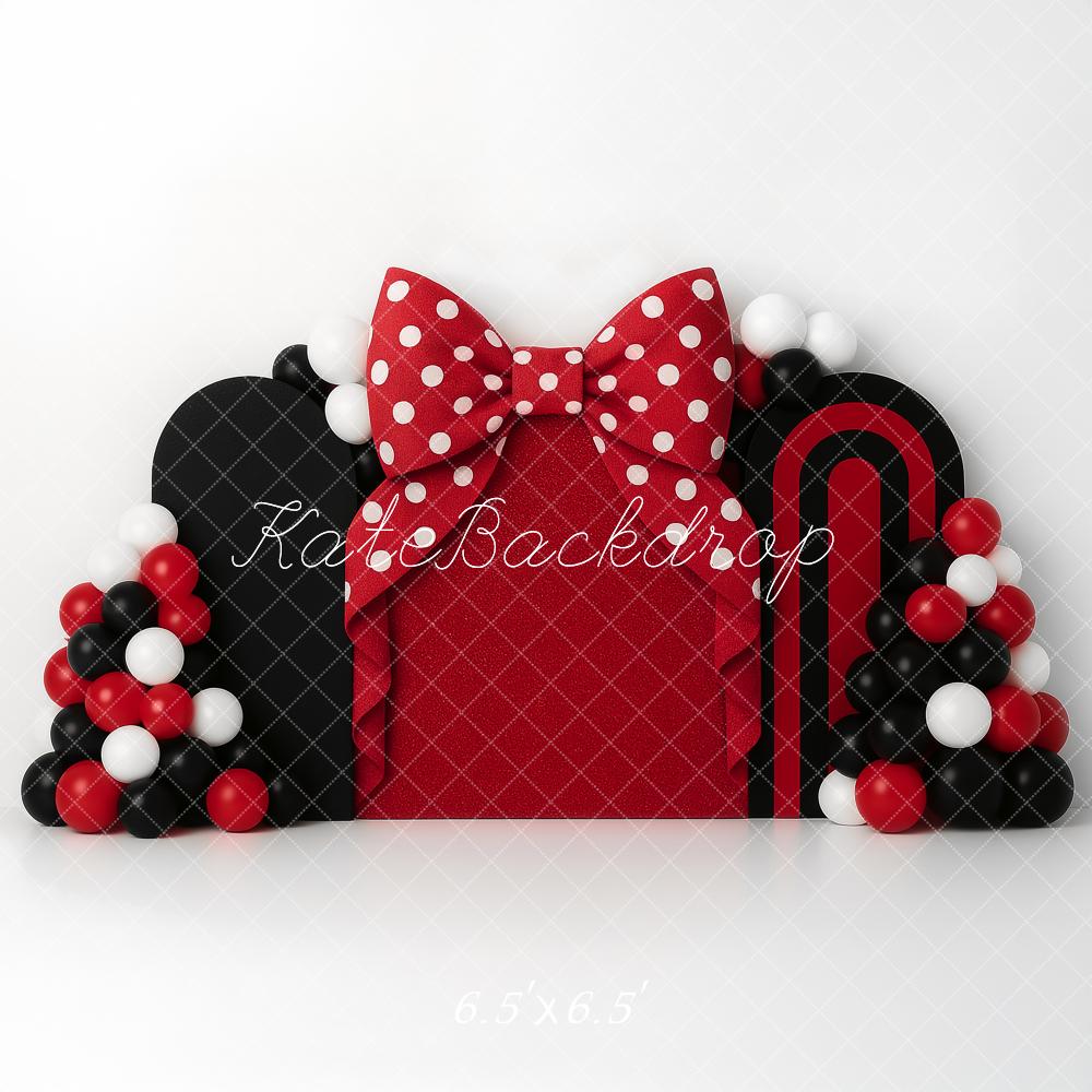 Kate Kinder Schleife Ballons Rot Schwarz Hintergrund Entworfen von Ashley Paul - Kate Backdrop.de