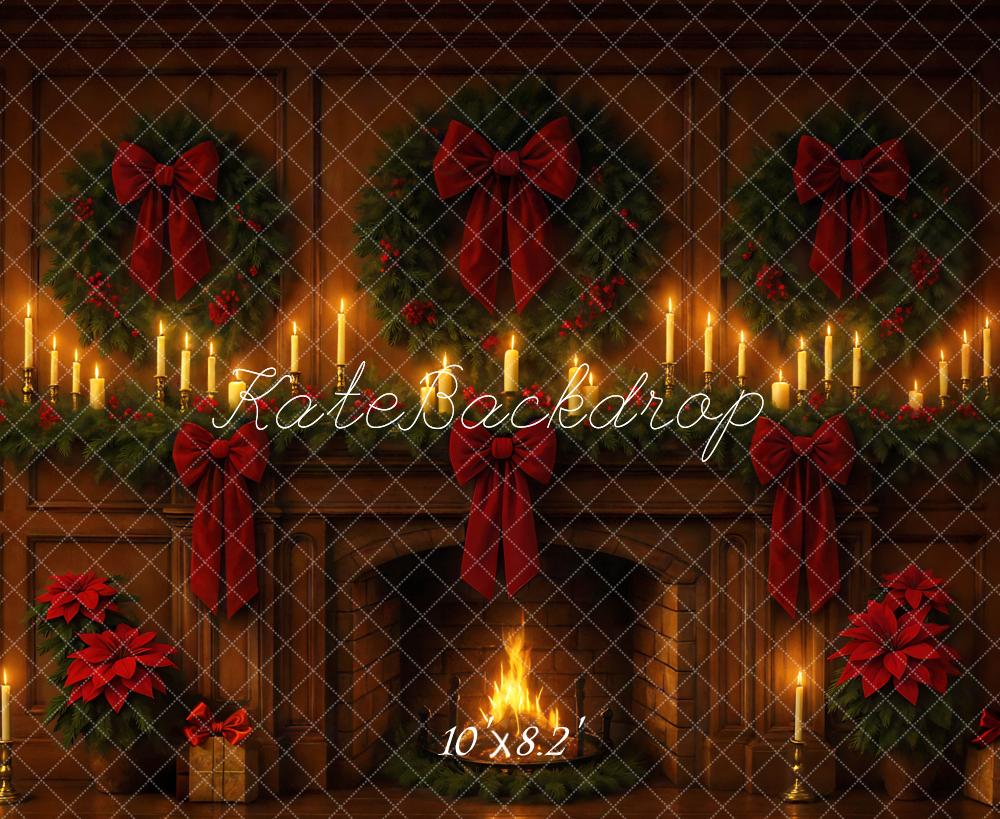 Kate Weihnachten Kamin Kranz Kerzen Hintergrund Entworfen von Mini MakeBelieve