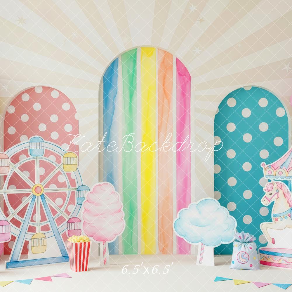 Kate Kindergeburtstag Riesenrad Karussell Pastell Hintergrund Entworfen von Patty Roberts - Kate Backdrop.de