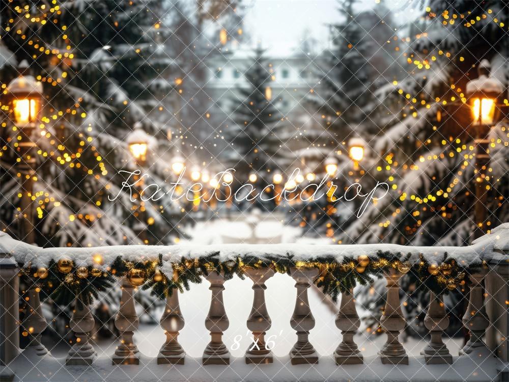 Kate Weihnachten Schnee Lichter Girlande Hintergrund Entworfen von Mini MakeBelieve - Kate Backdrop.de