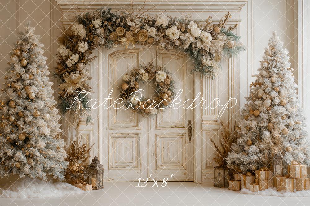 Kate Weihnachten Vintage Tür Gold Tannenbaum Hintergrund Entworfen von Ashley Paul