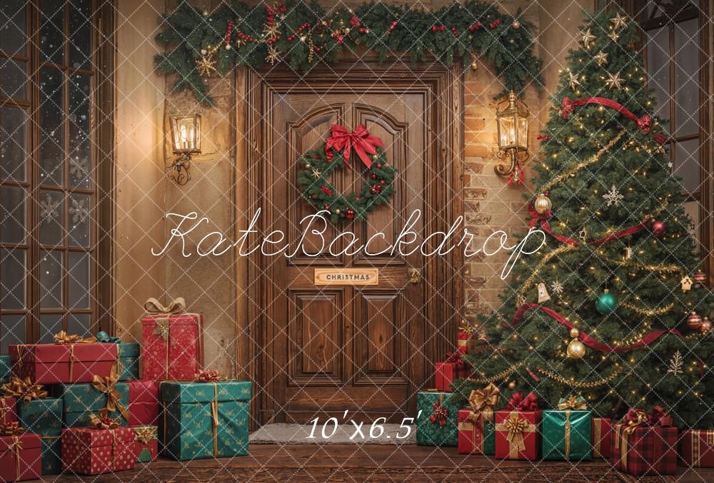 Kate Weihnachten Tür Baum Geschenke Fleece Hintergrund Entworfen von Emetselch - Kate Backdrop.de