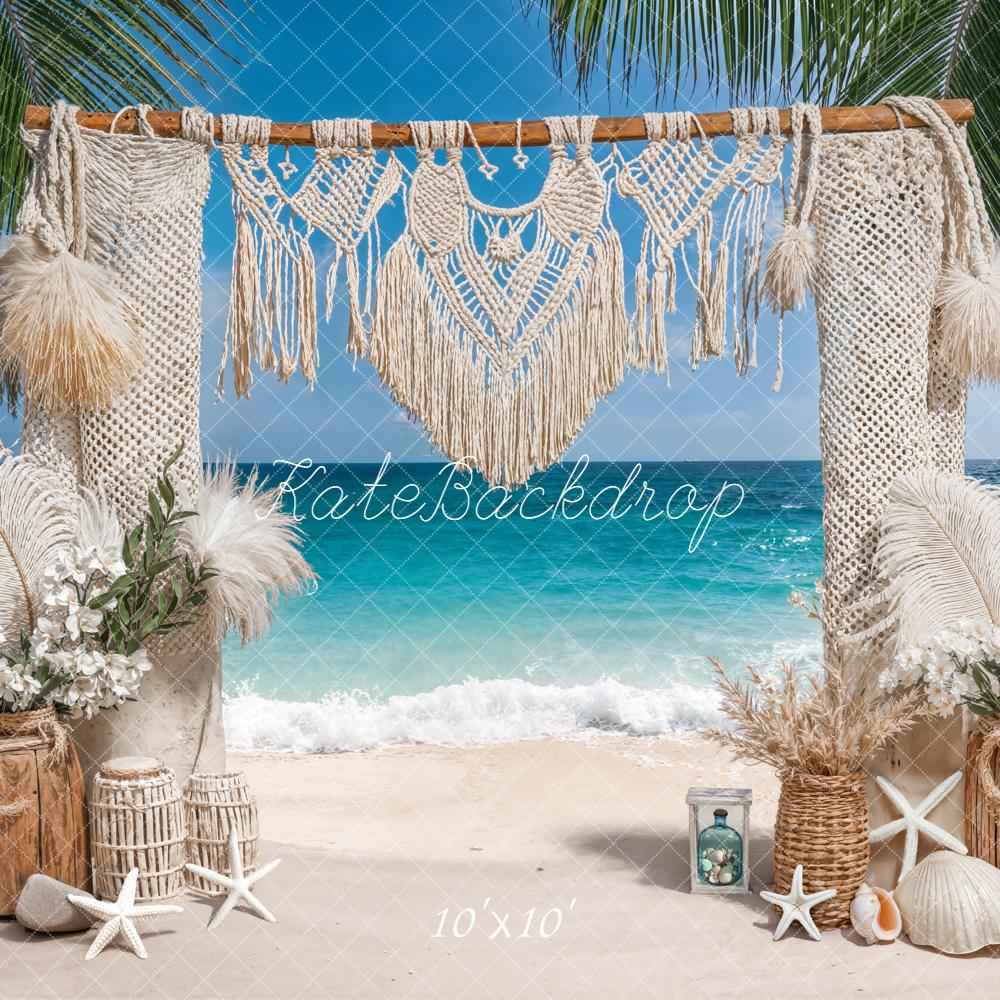 Kate Boho Strand Makramee Palmen Hintergrund Entworfen von Emetselch - Kate Backdrop.de