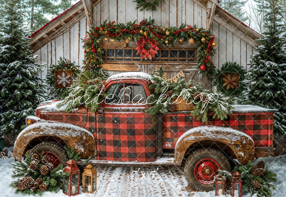 Kate Weihnachten Alter Truck Scheune Schnee Hintergrund Entworfen von Emetselch