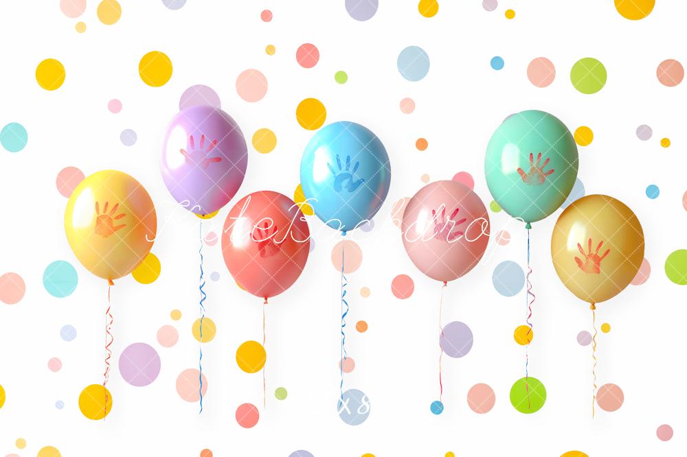 Kate Kinder Luftballons Bunte Punkte Fleece Hintergrund Entworfen von Emetselch - Kate Backdrop.de