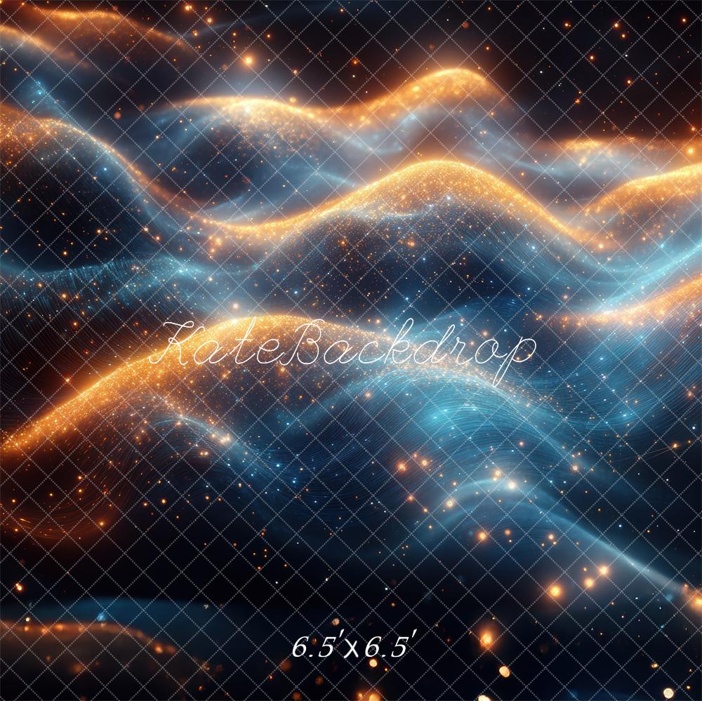 Kate Abstrakte Lichtwellen Blau Orange Hintergrund Entworfen von Mini MakeBelieve