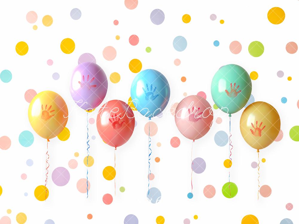 Kate Kinder Luftballons Bunte Punkte Fleece Hintergrund Entworfen von Emetselch - Kate Backdrop.de