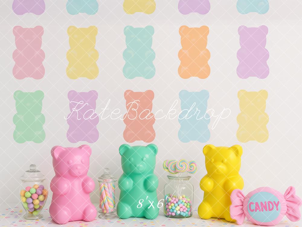 Kate Süßigkeiten Gummibärchen Pastell Hintergrund Entworfen von Patty Roberts - Kate Backdrop.de