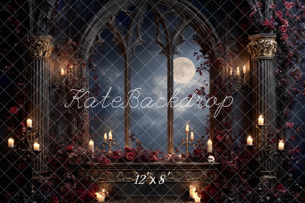 Kate Halloween Gotisches Fenster Kerzen Hintergrund Entworfen von Ashley Paul