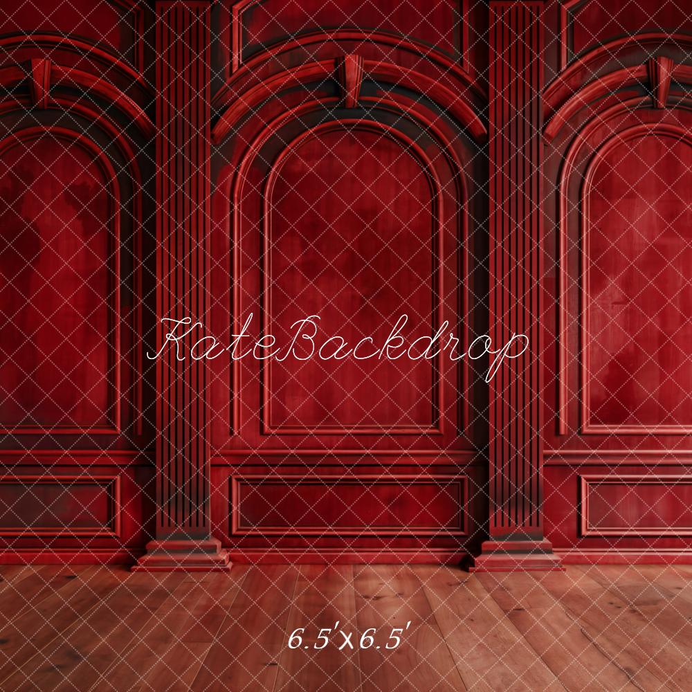 Kate Vintage Rote Wand Bogen Hintergrund Entworfen von Chain - Kate Backdrop.de