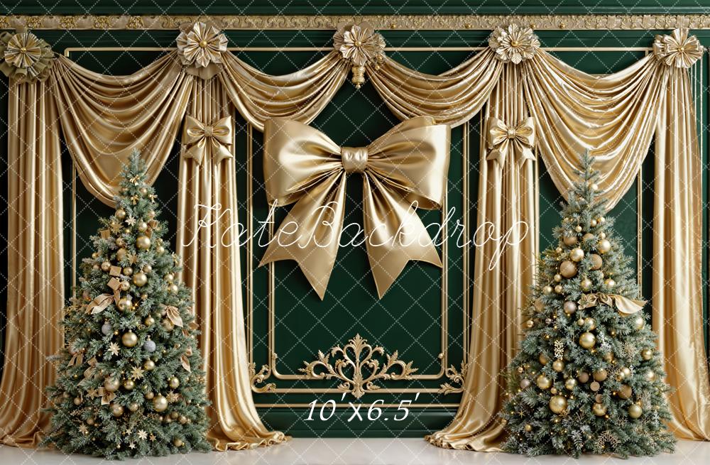 Kate Weihnachten Gold Schleife Tannenbaum Hintergrund Entworfen von Emetselch - Kate Backdrop.de