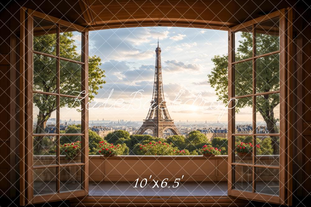 Kate Paris Eiffelturm Fenster Romantisch Hintergrund Entworfen von Emetselch - Kate Backdrop.de