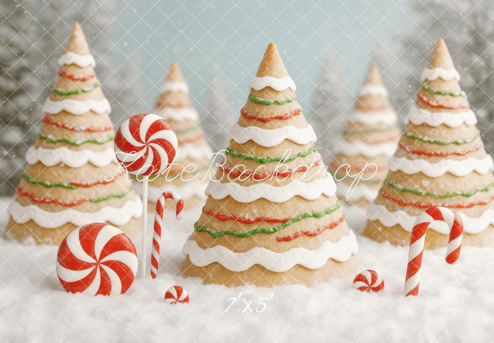 Kate Weihnachten Keksbäume Zuckerstangen Winter Hintergrund Entworfen von Patty Roberts - Kate Backdrop.de