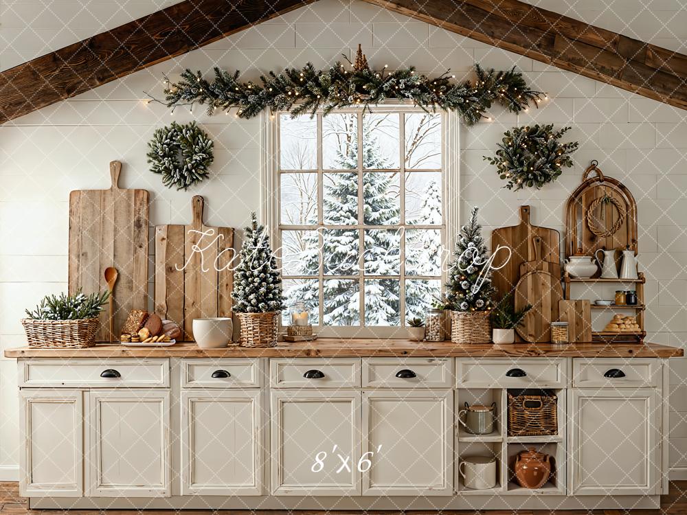 Kate Weihnachten Küche Fenster Dekor Fleece Hintergrund Entworfen von Emetselch - Kate Backdrop.de