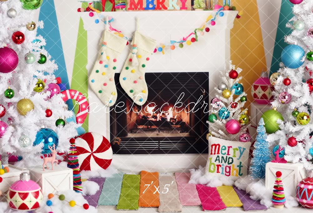 Kate Weihnachten Kamin Bunte Dekoration Hintergrund Entworfen von Mandy Ringe