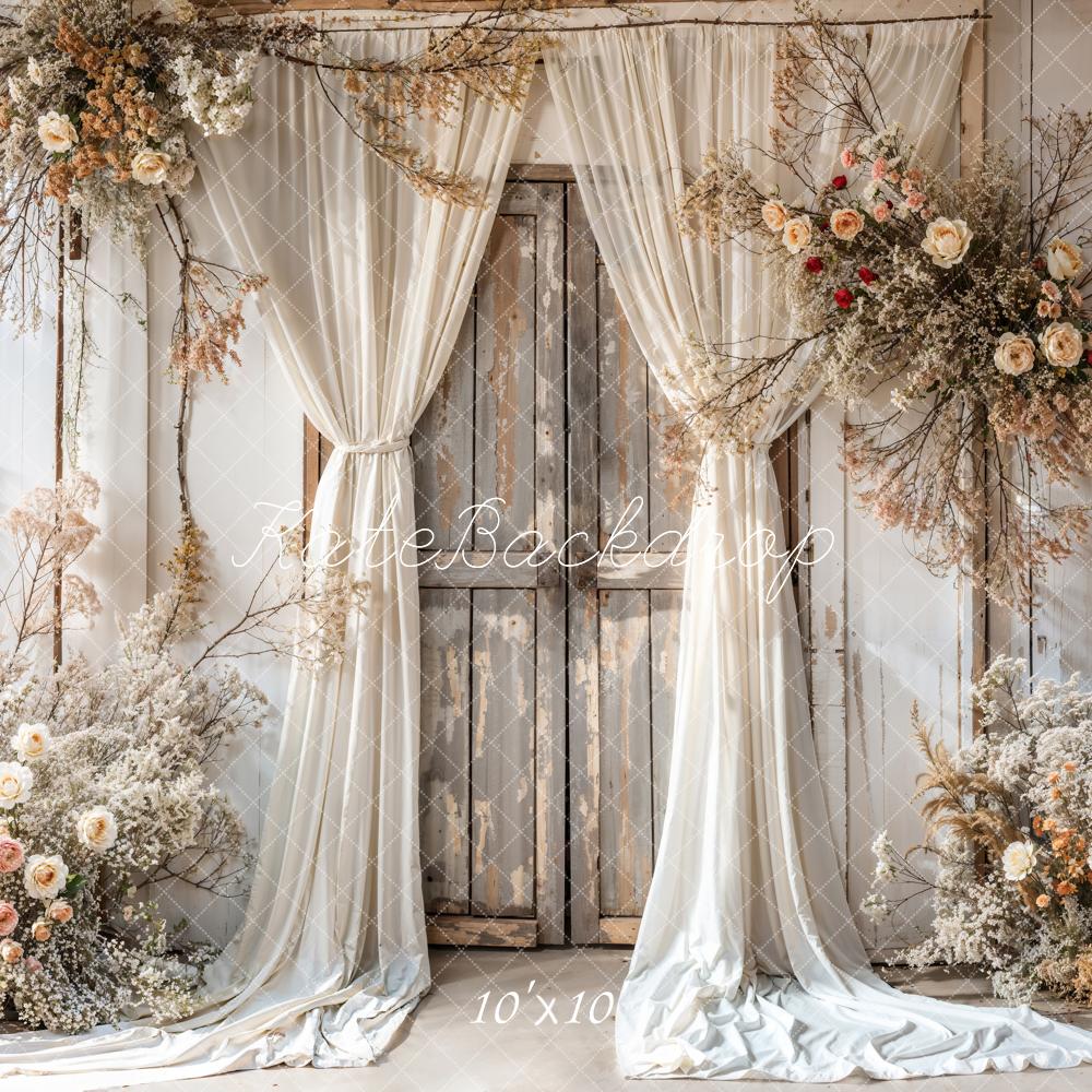 Kate Hochzeit Blumentor Vintage Creme Hintergrund Entworfen von Emetselch - Kate Backdrop.de