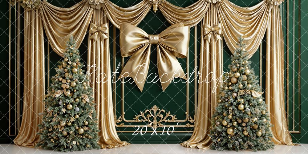 Kate Weihnachten Gold Schleife Tannenbaum Hintergrund Entworfen von Emetselch - Kate Backdrop.de