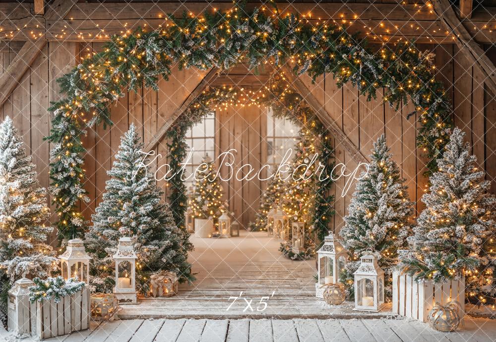 Kate Weihnachten Tannen Bogen Lichter Hintergrund Entworfen von Emetselch - Kate Backdrop.de