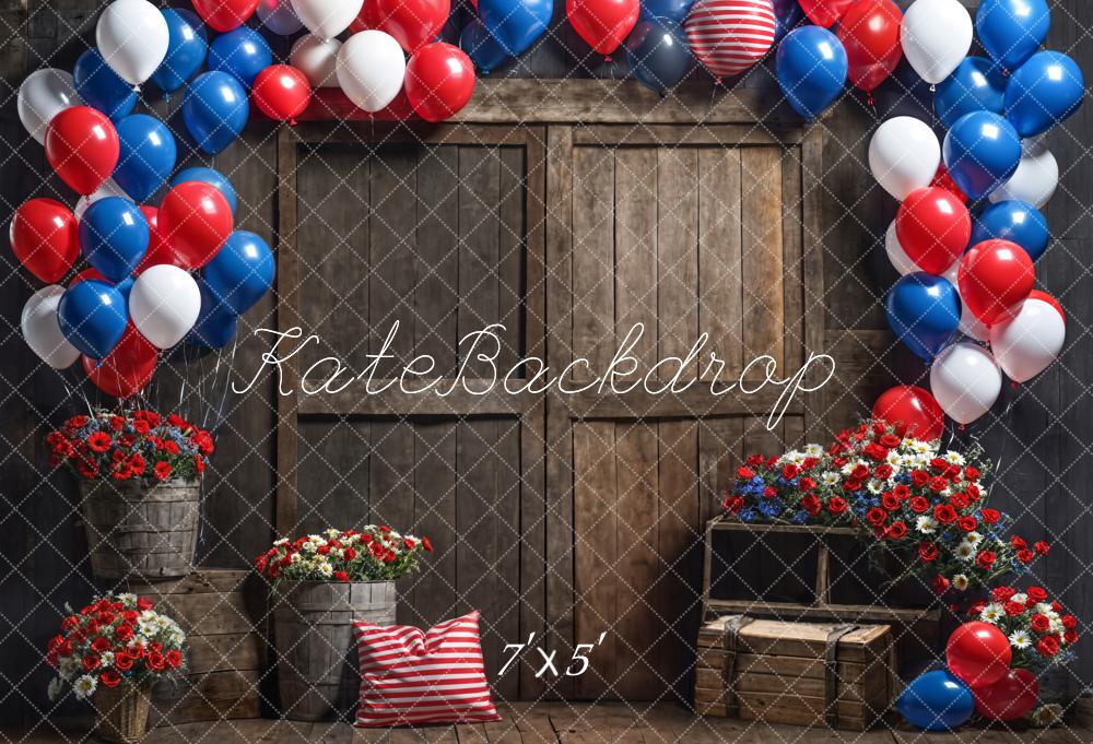 Kate Geburtstag Ballons Blumen Holz Rustikal Hintergrund Entworfen von Emetselch