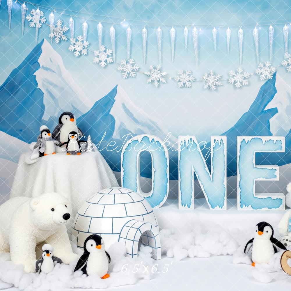 Kate Geburtstag Winter Pinguine Blau Hintergrund Entworfen von Patty Roberts