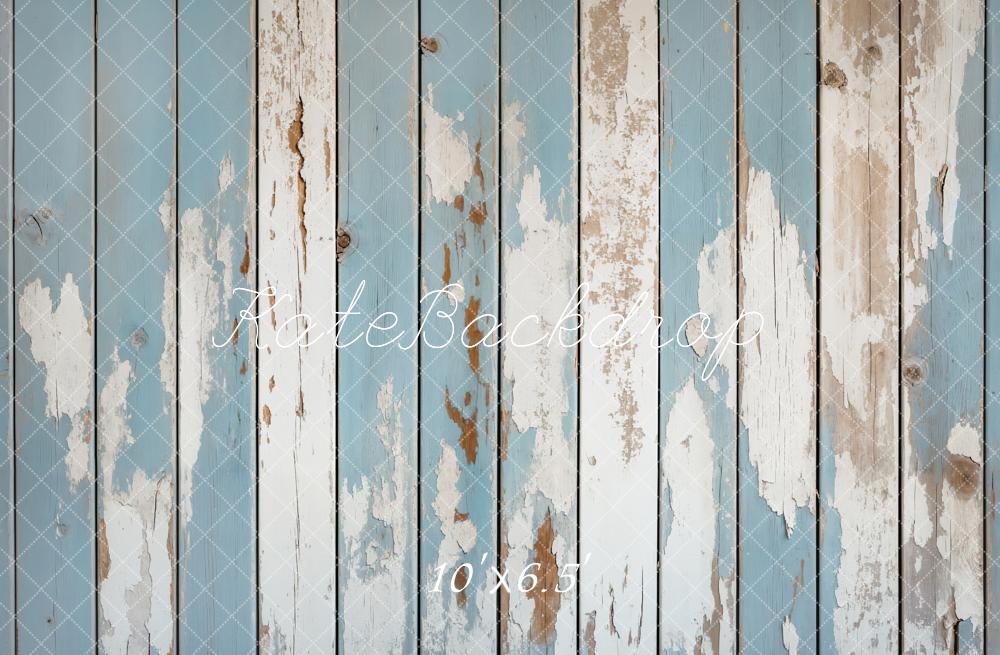 Kate Holz Bretter Abgeblättert Blau Hintergrund Entworfen von Kate Image