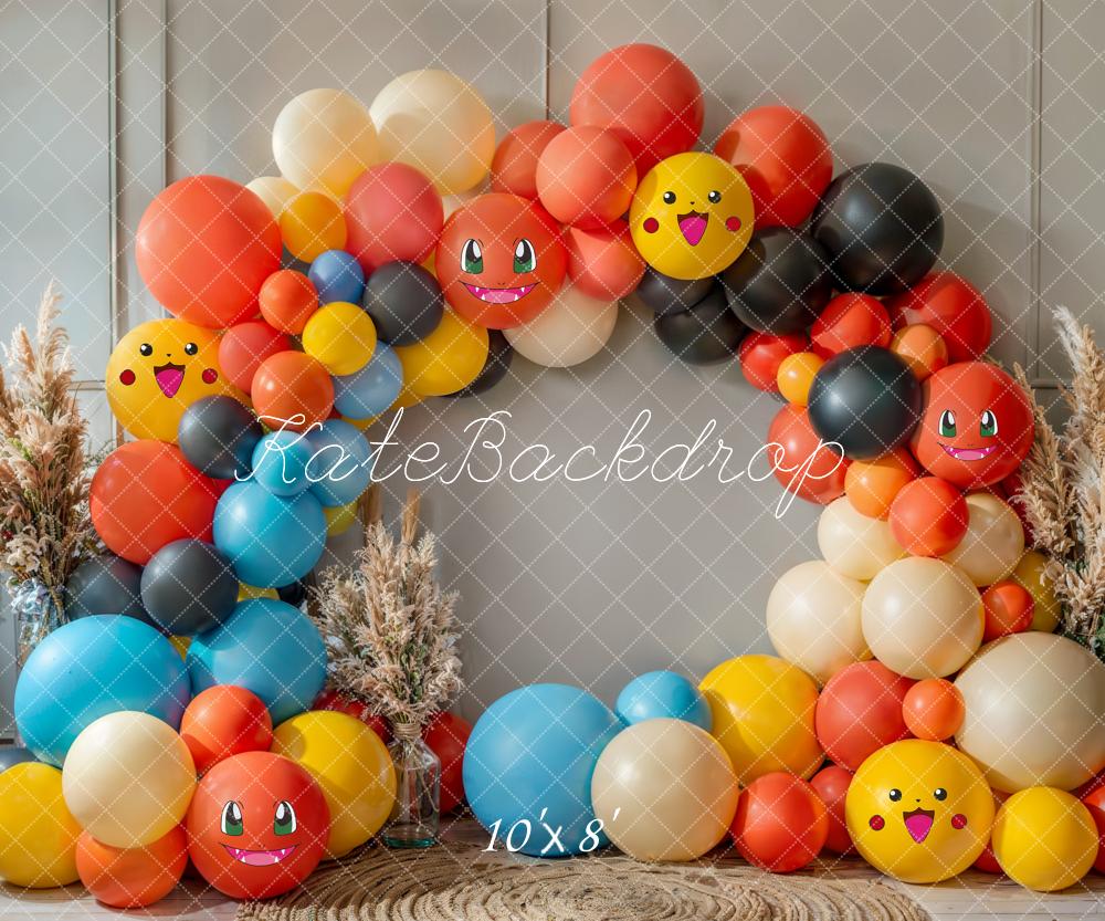 Kate Geburtstag Luftballons Cartoon Bunt Hintergrund Entworfen von Emetselch - Kate Backdrop.de