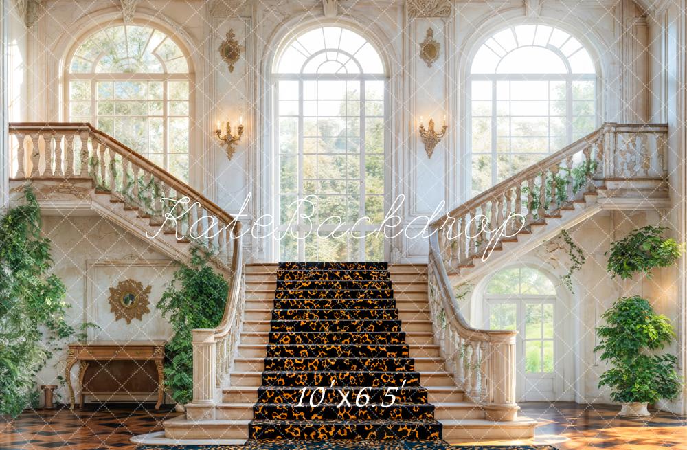 Kate Ballsaal Doppeltreppe Leopardenteppich Elegant Fleece Hintergrund Entworfen von Emetselch