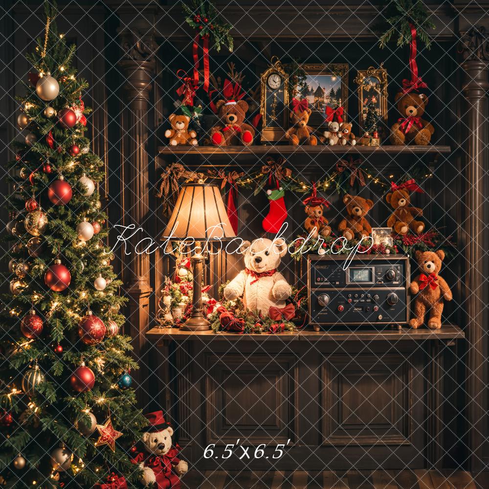 Kate Weihnachten Teddybären Regal Vintage Hintergrund Entworfen von Emetselch - Kate Backdrop.de