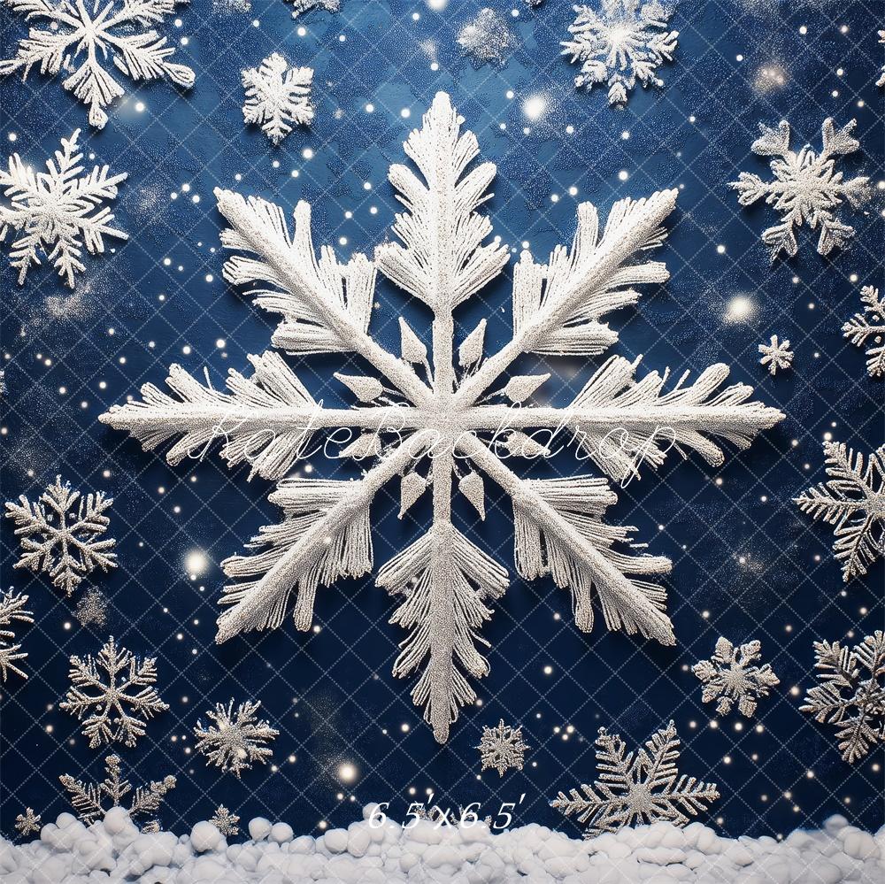 Kate Weihnachten Schneeflocken Blau Glitzer Hintergrund Entworfen von Patty Roberts - Kate Backdrop.de