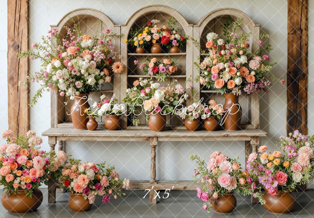 Kate Blumen Regal Vasen Vintage Hintergrund Entworfen von Mini MakeBelieve