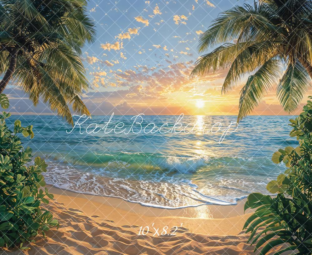 Kate Sommer Strand Palmen Sonnenuntergang Hintergrund Entworfen von Emetselch