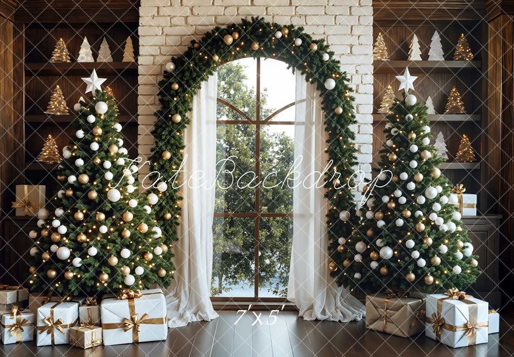 Kate Weihnachten Weihnachtsbaum Geschenkpakete Fenster Hintergrund Entworfen von Mini MakeBelieve - Kate Backdrop.de